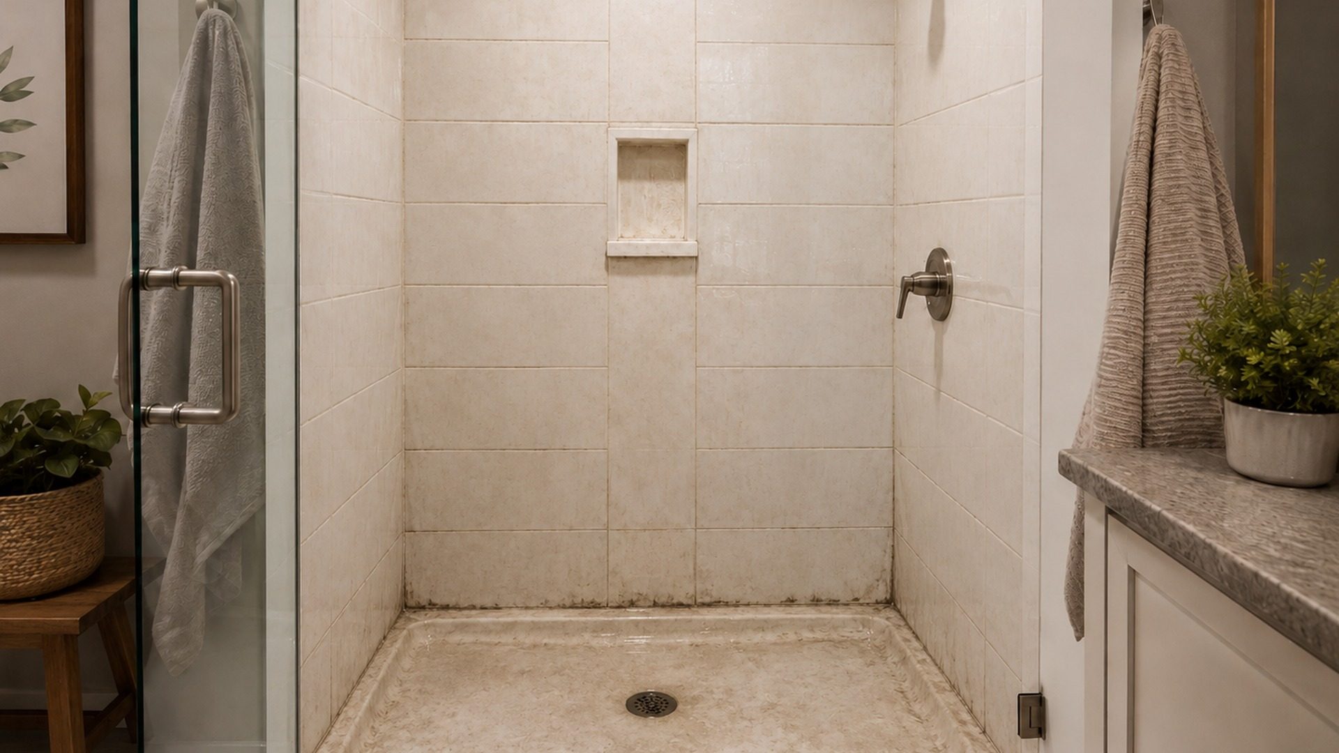 Before: shower prior to Bath Professional refinishing
