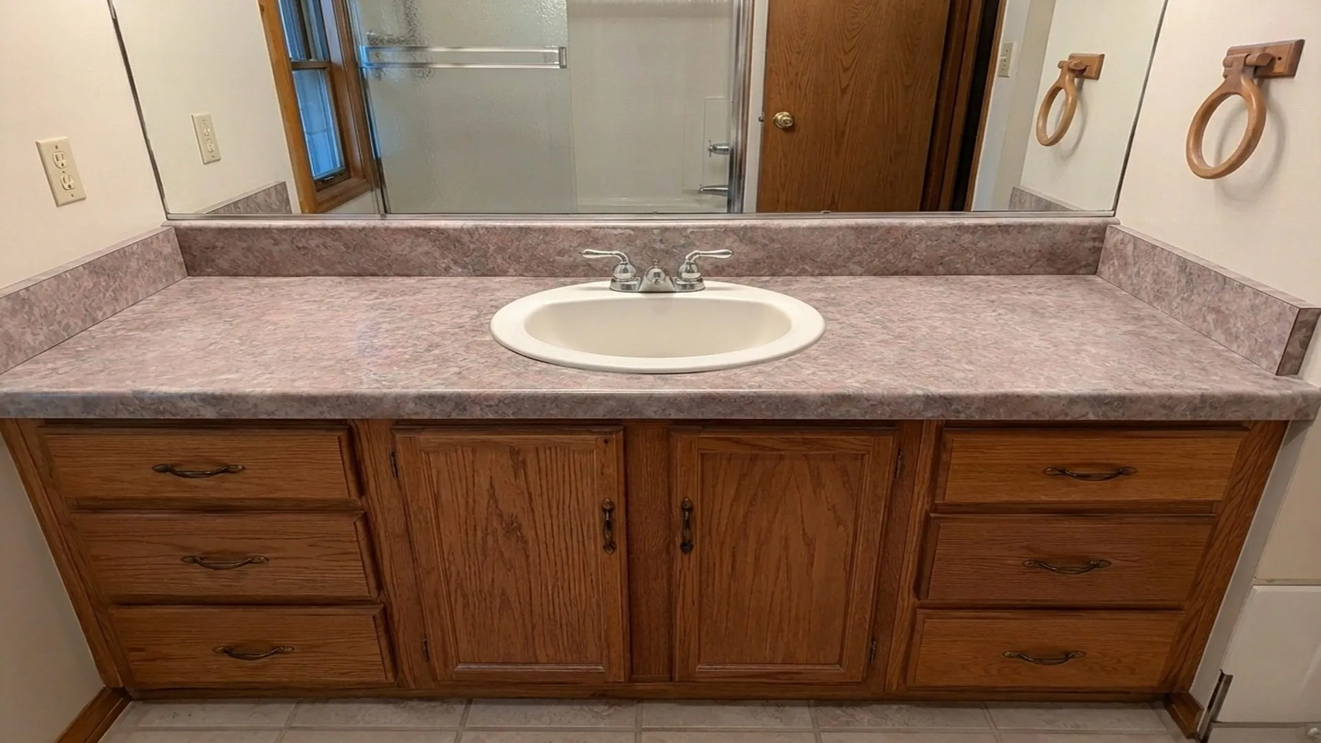 Before: countertop prior to Bath Professional reglazing