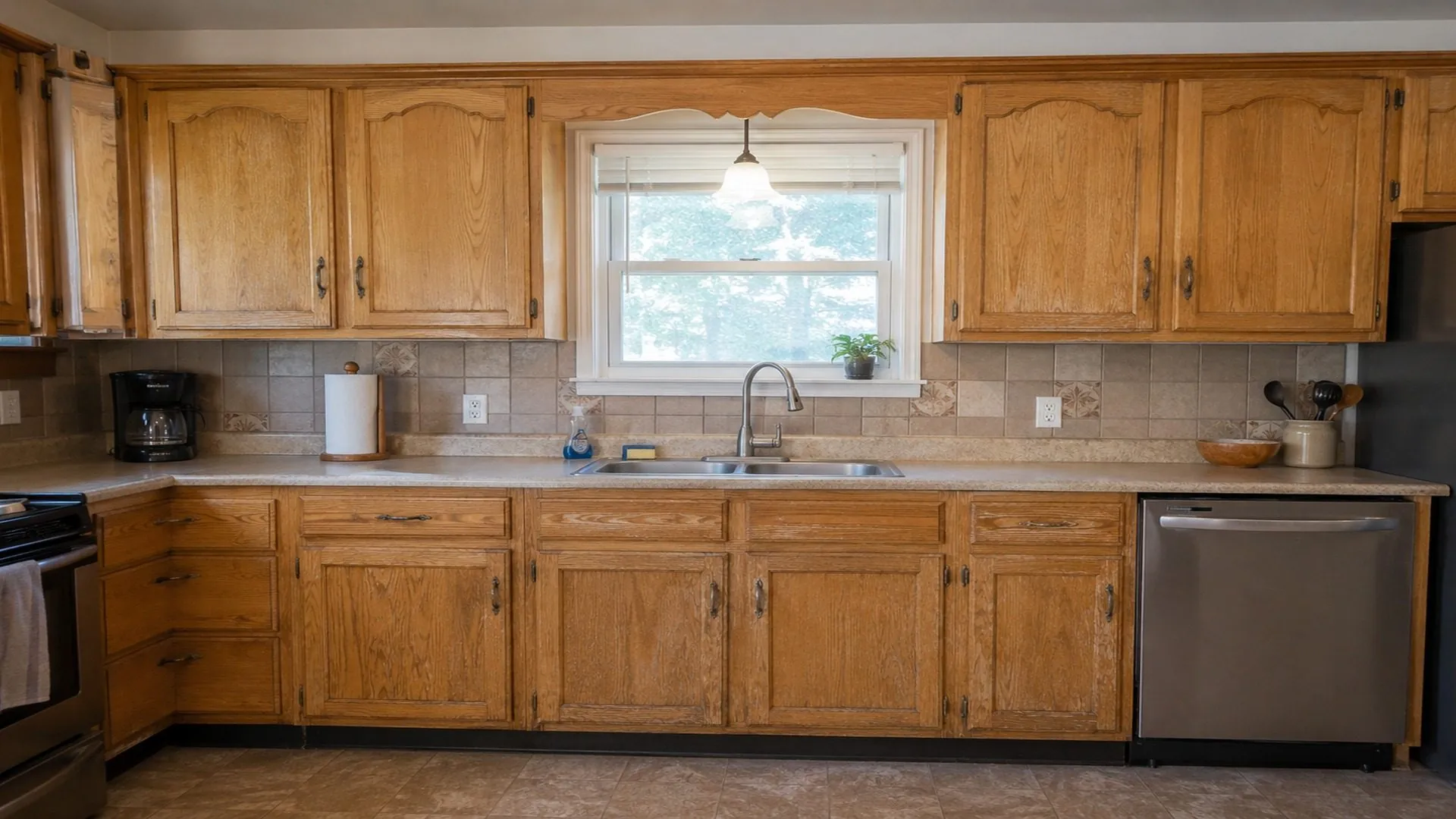 Before: cabinets prior to Bath Professional refinishing